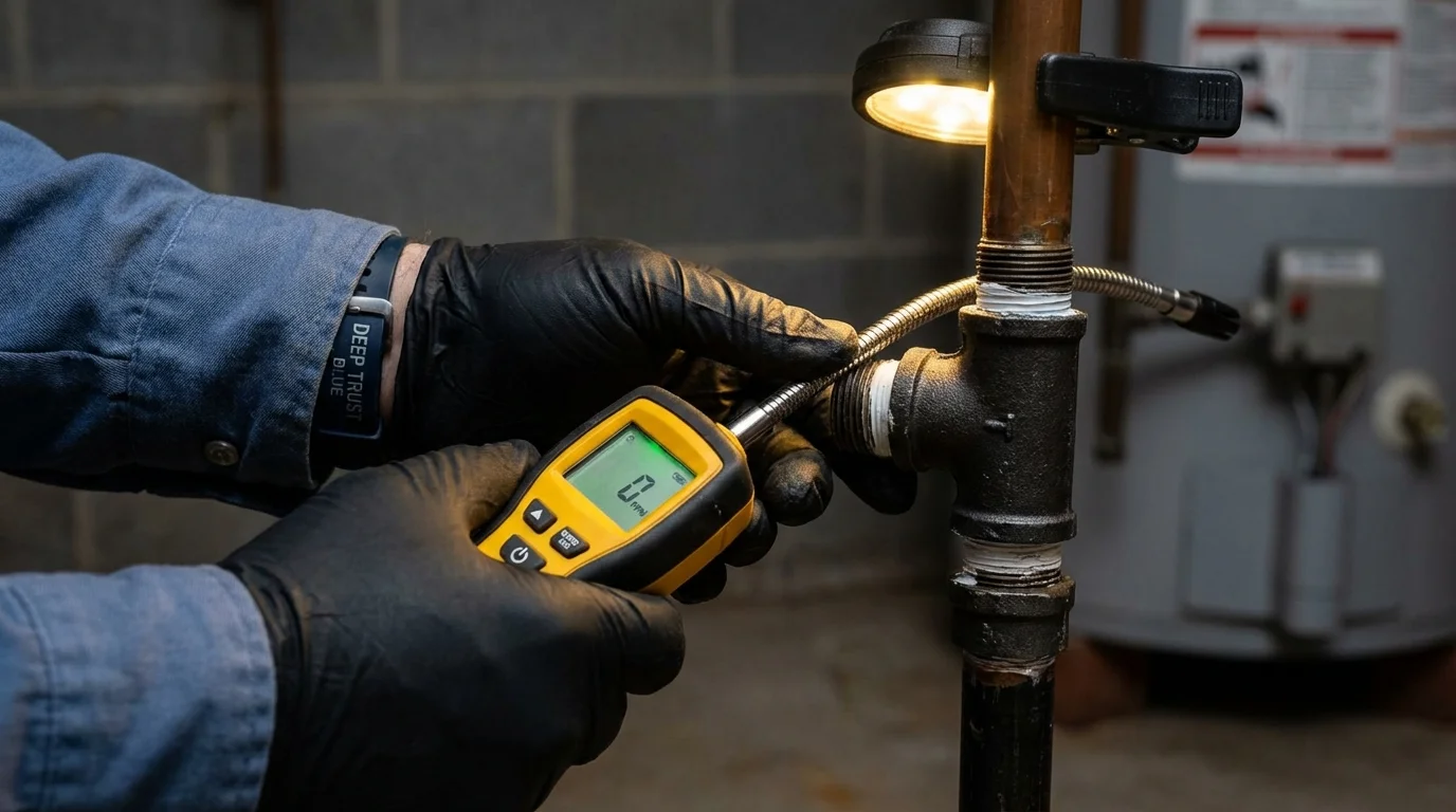 Gas leak detection with electronic sniffer by Johns Plumbing LLC in Cave Junction