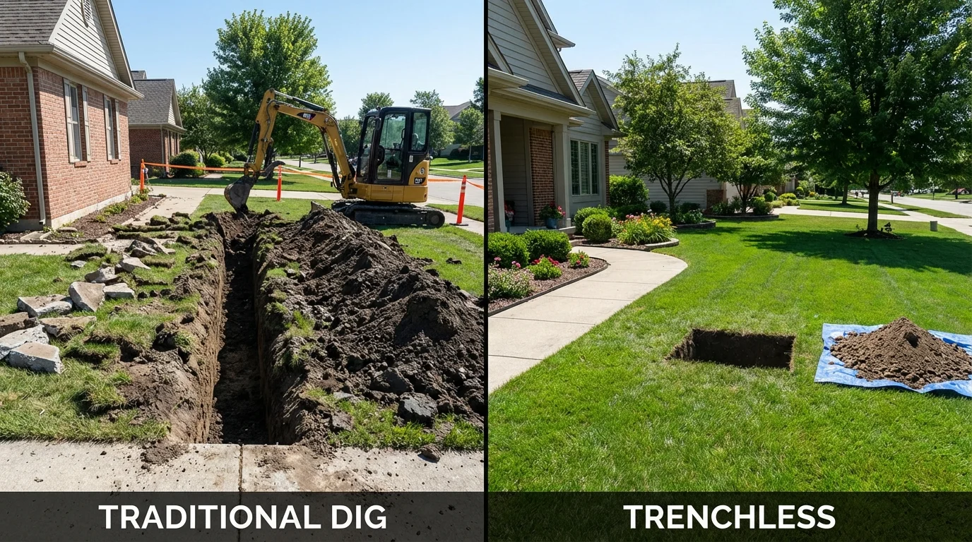Trenchless sewer repair with minimal yard damage versus traditional excavation in Cave Junction, OR
